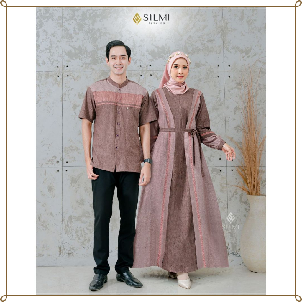 Gamis Lebaran Model Terbaru Couple - Indira Family Ruby Pink By Silmi