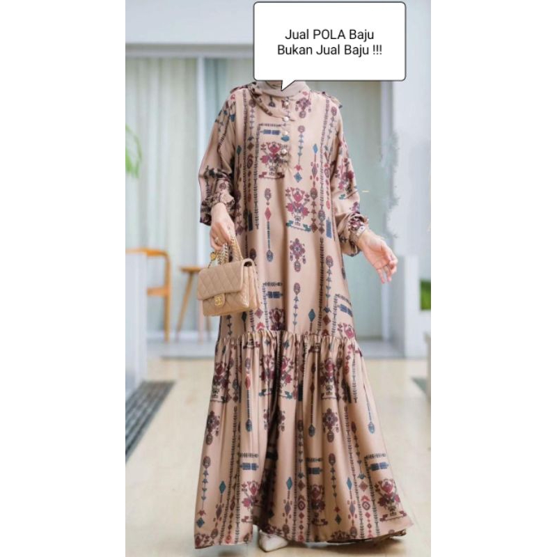 Pola Produksi Gamis 031 - Pola Baju Gamis busui kancing depan - Abaya Sewing Pattern