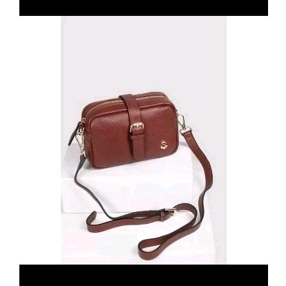 PRELOVED - TAS SAVVY LEATHER S8263 maroon