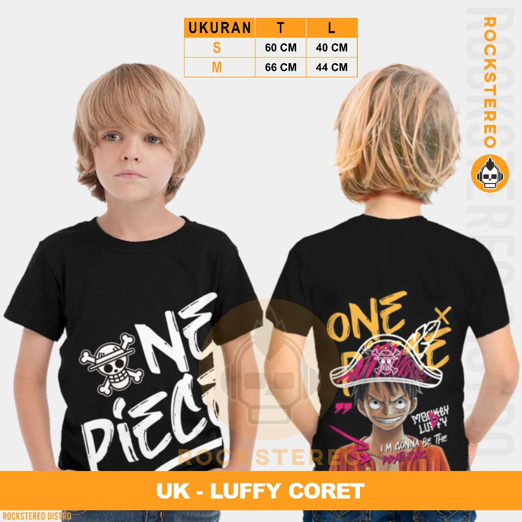 KAOS ANAK ANIME - [ ONE PIECE / ZORO / NIKA / GEAR ] - LUFFY CORET