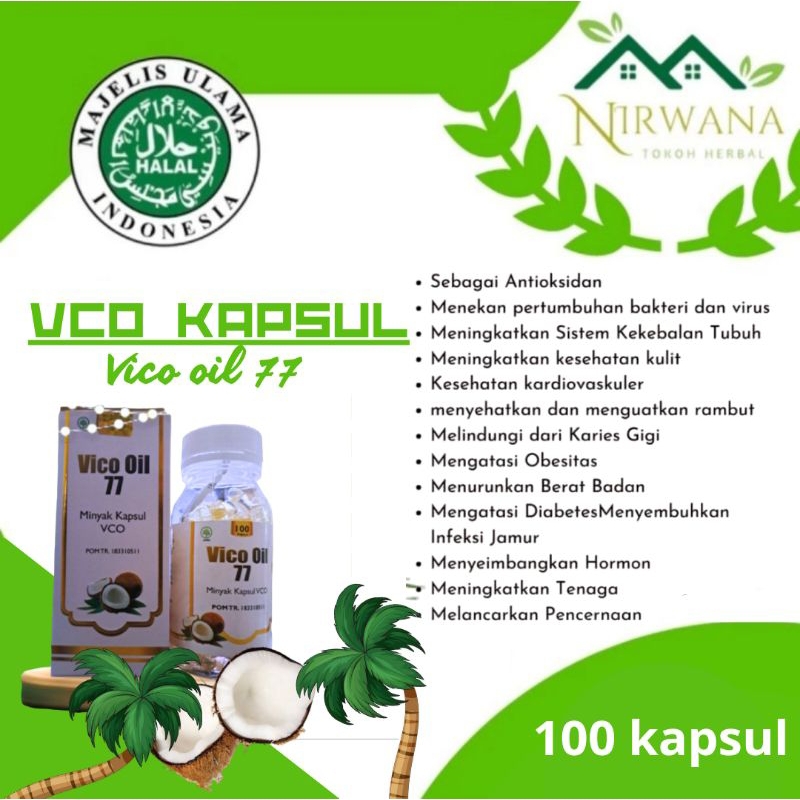 VCO kapsul vico oil 77 kemasan 100 kapsul