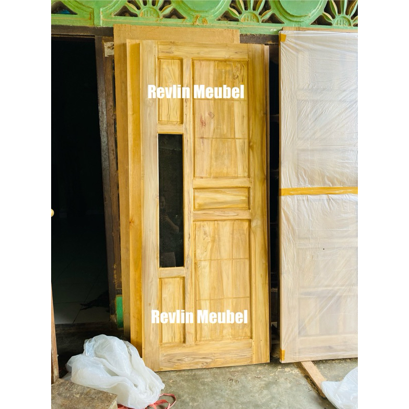 pintu kaca kayu jati/mahoni