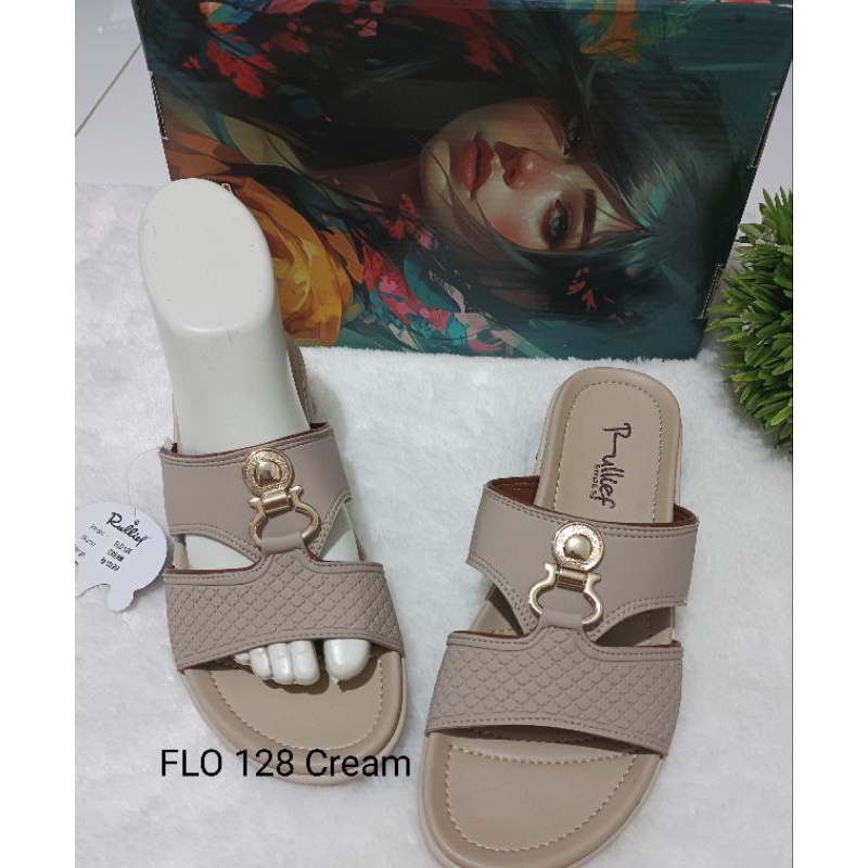 Sandal Wanita Rullief FLO 128 Cream
