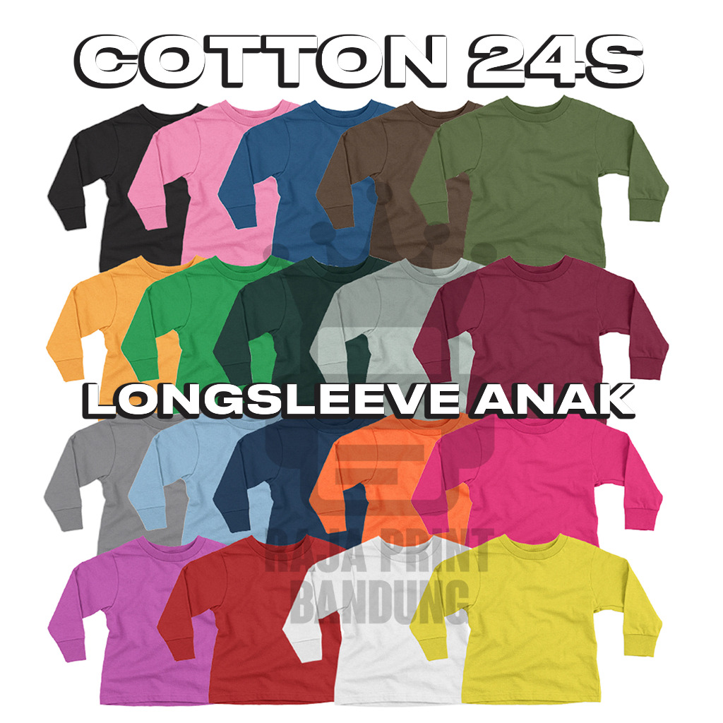 Kaos Anak Polos Lengan Panjang Longsleeve Banyak Warna Color T-shirt