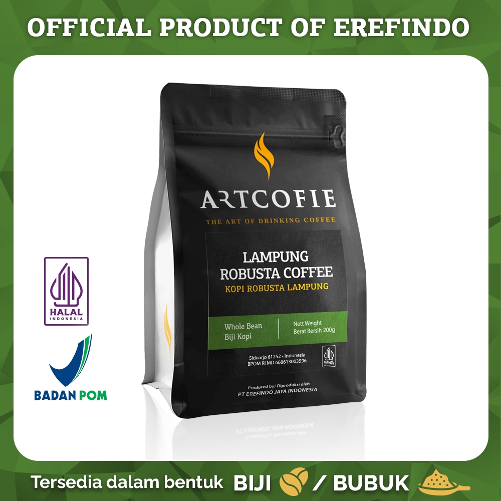 

Artcofie Kopi Lampung Robusta Pouch Biji / Bubuk 200gr