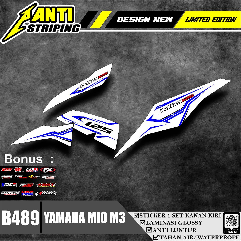Stiker Yamaha Mio M3 Variaisi List full laminasi anti gores- Striping skotlet motor Mio M3 free cust