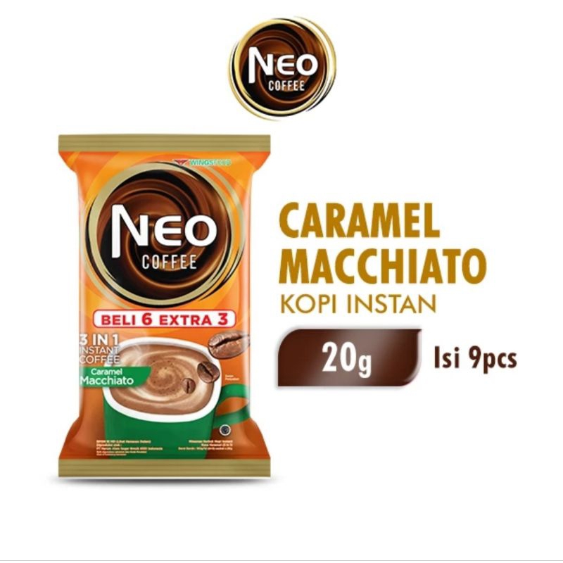 

Neo Coffee @20g isi 9 sachet All Varian - Caramel Macchiato - Moccachino - Tiramisu