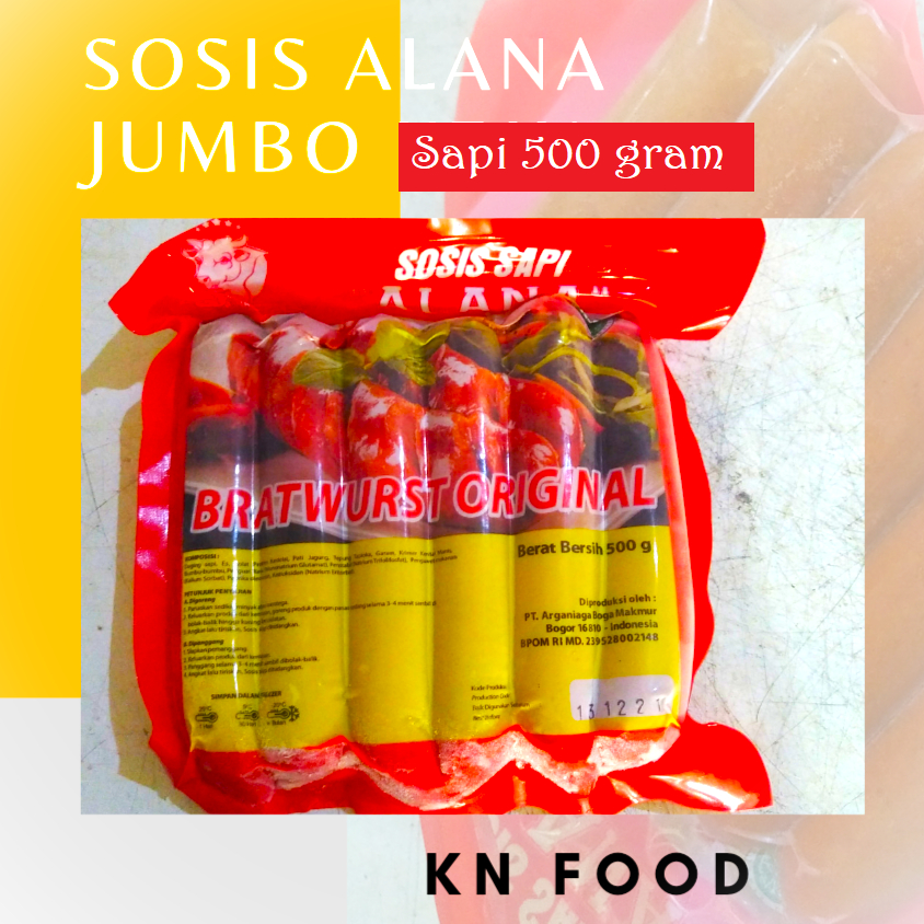 

Sosis Sapi Alana Bratwurst JUMBO Sapi Original 500 gr 6Pc