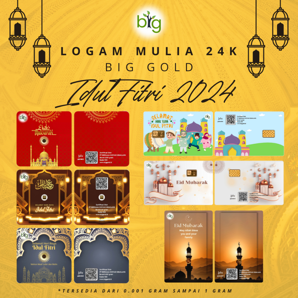 Logam Mulia/BIG GOLD 0.001 Gram Tall Pack edisi Idul Fitri/Lebaran 2024
