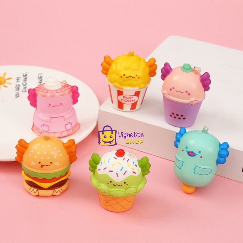 Gantungan Kunci Squishy Food Beverages Cartoon Lucu | Ganci Squishi Skuisi Sekuisi Squisi