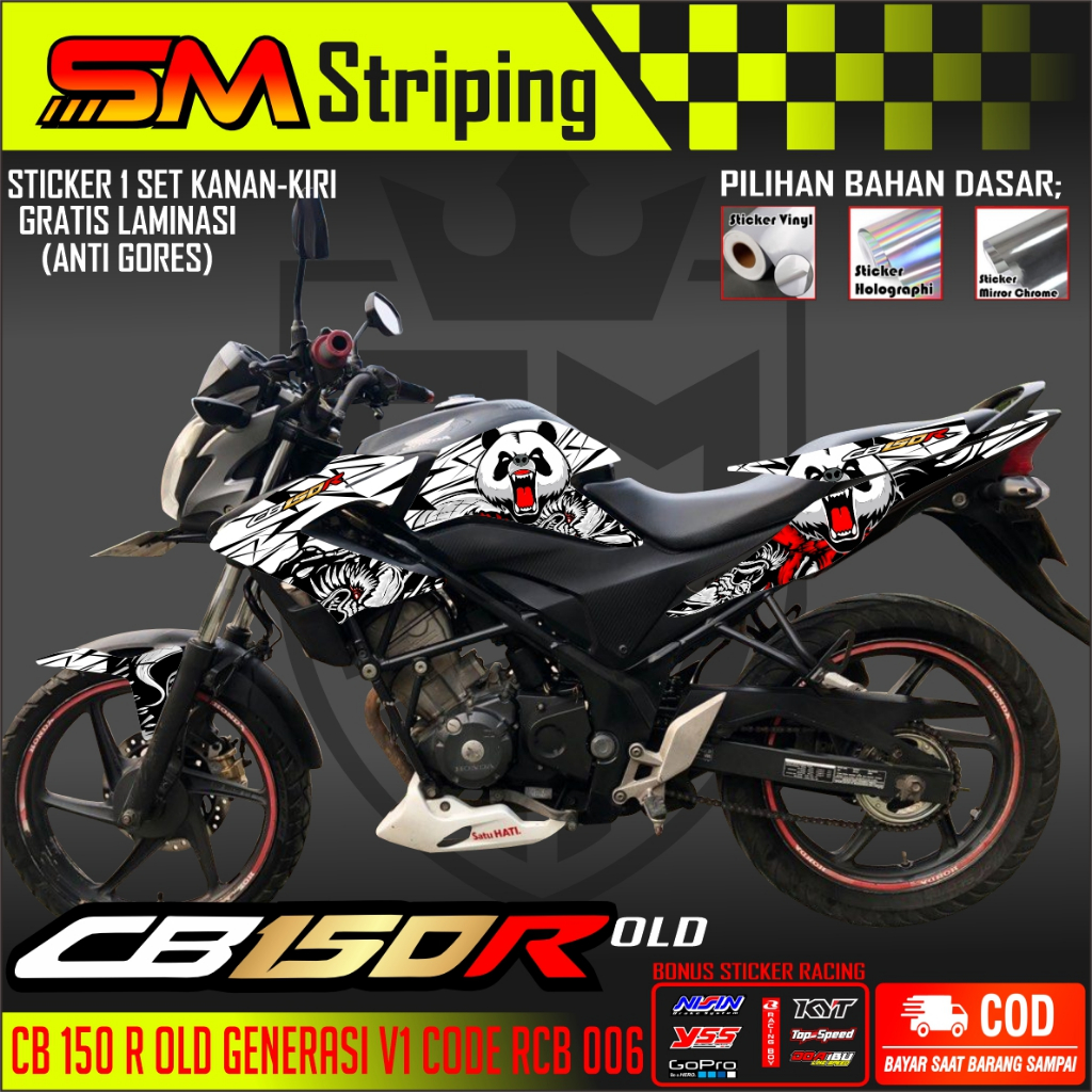 (COD) STRIPING CB150 R CB 150 R OLD V1`motif DESAIN PANDA RACING  - stiker striping variasi HONDA CB