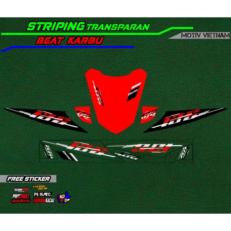 striping stiker transparan beat karbu / stiker beat karbu transparan vietnam style