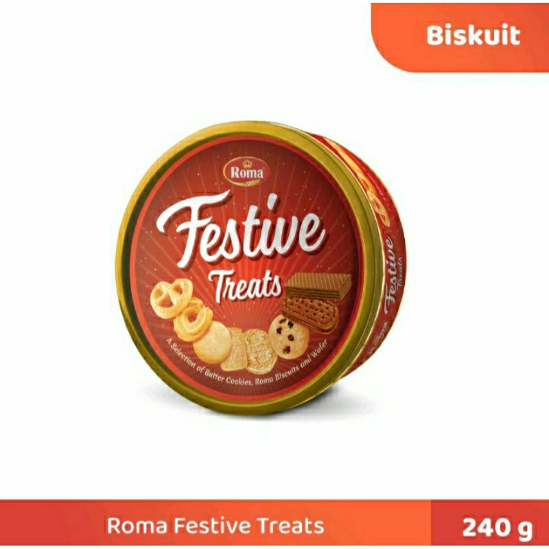 

biskuit Roma Festive treats kaleng 240gr