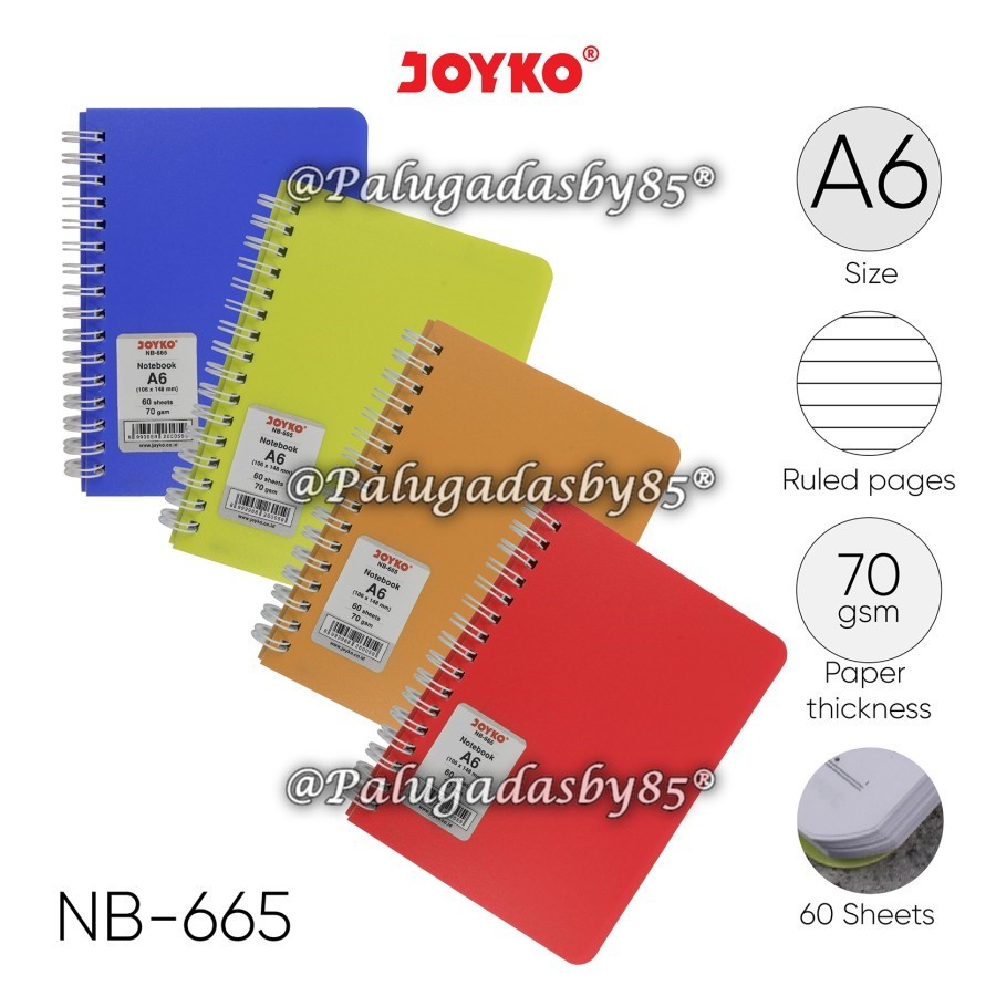 

(1 Biji) Spiral Book JOYKO NB-665 A6 60 Lembar / Ruled Notebook Diary Agenda Buku Catatan Bergaris Joyko NB-665 60 Lembar / Notebook Joyko NB 665 / Spiral Book Joyko NB665