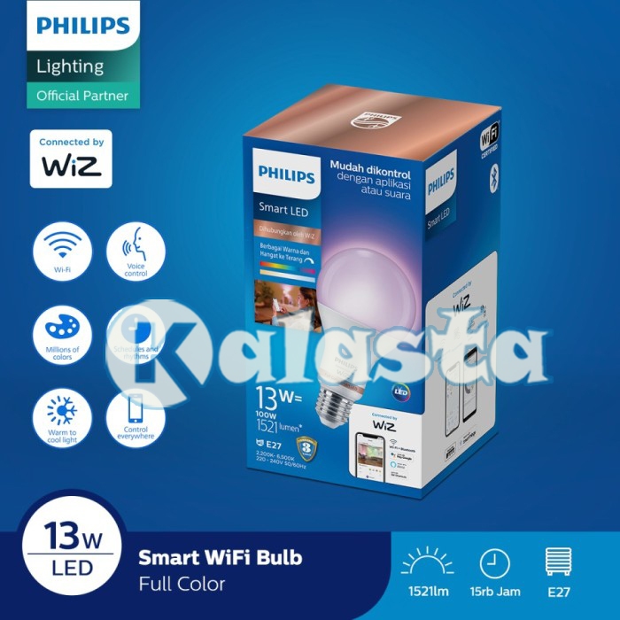 Lampu LED Philips Smart WIFI Tunable White & RGB 16Juta Warna 13Watt 13W - Philips LED Smart Wifi