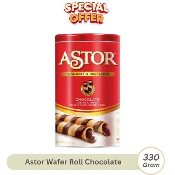Kue Lebaran Hampers Astor Double Chocolate Kaleng 330gr Astor blek / Wafer Coklat Roll