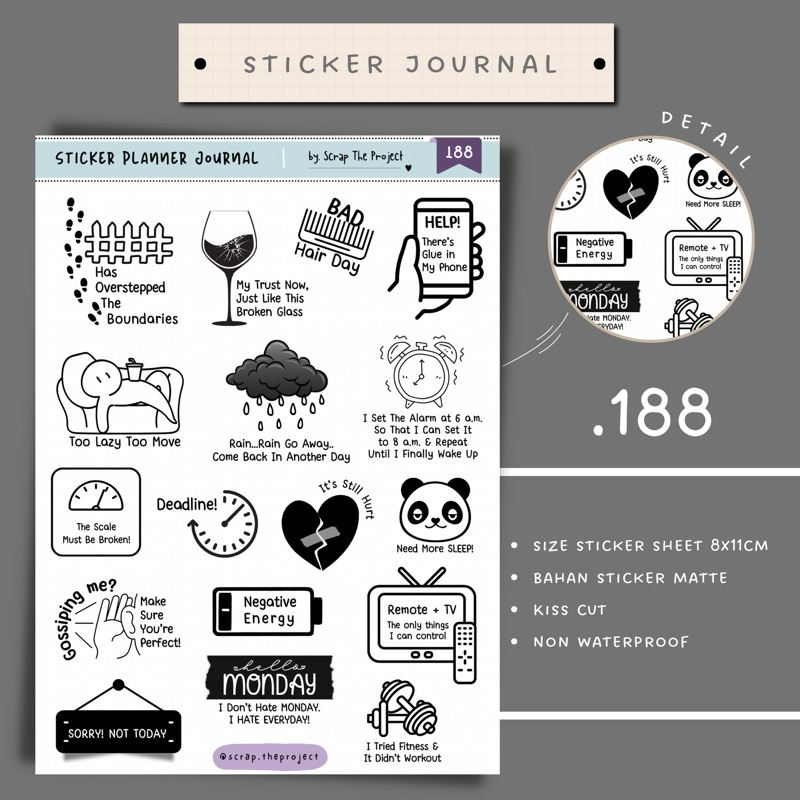 

STICKER PLANNER JOURNAL / NEGATIVE VIBES STICKER / STP - 188