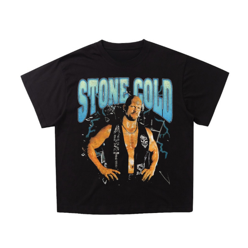 Virtuative "Stone Cold" Black Oversized T-Shirt | COD | Atasan | Kaos Steve Austin