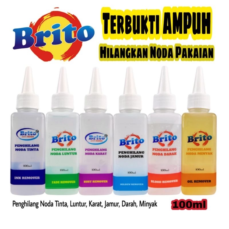 Brito Anti Noda Pakaian 100 ml Brito Penghilang Noda Pakaian Deterjen Laundry