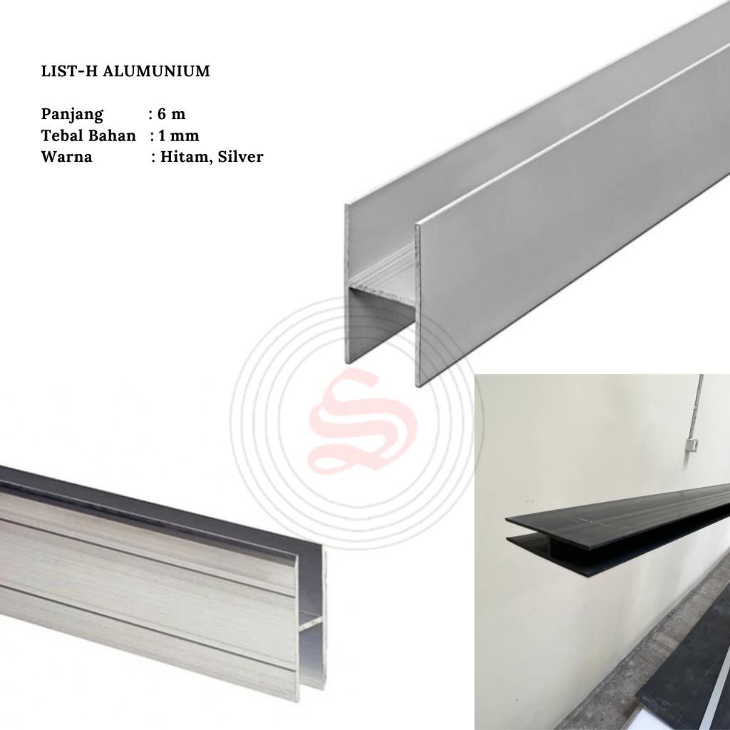 List-H Alumunium Silver 6 m/Sambungan Polycarbonate Alumunium/Profil Sambungan H Alumunium