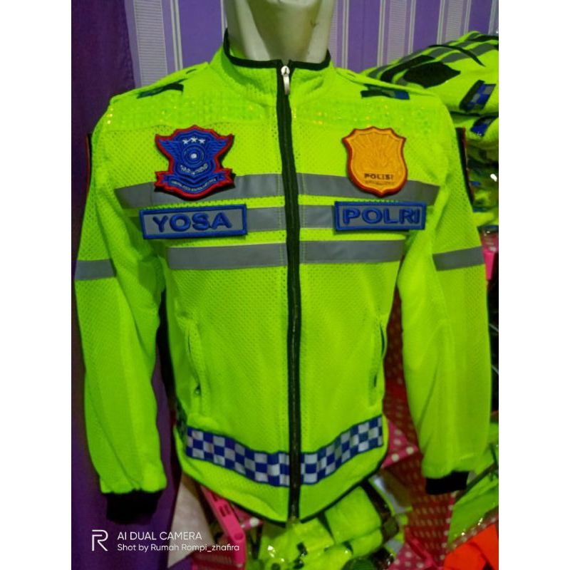 Jaket jaring polisi full atribut