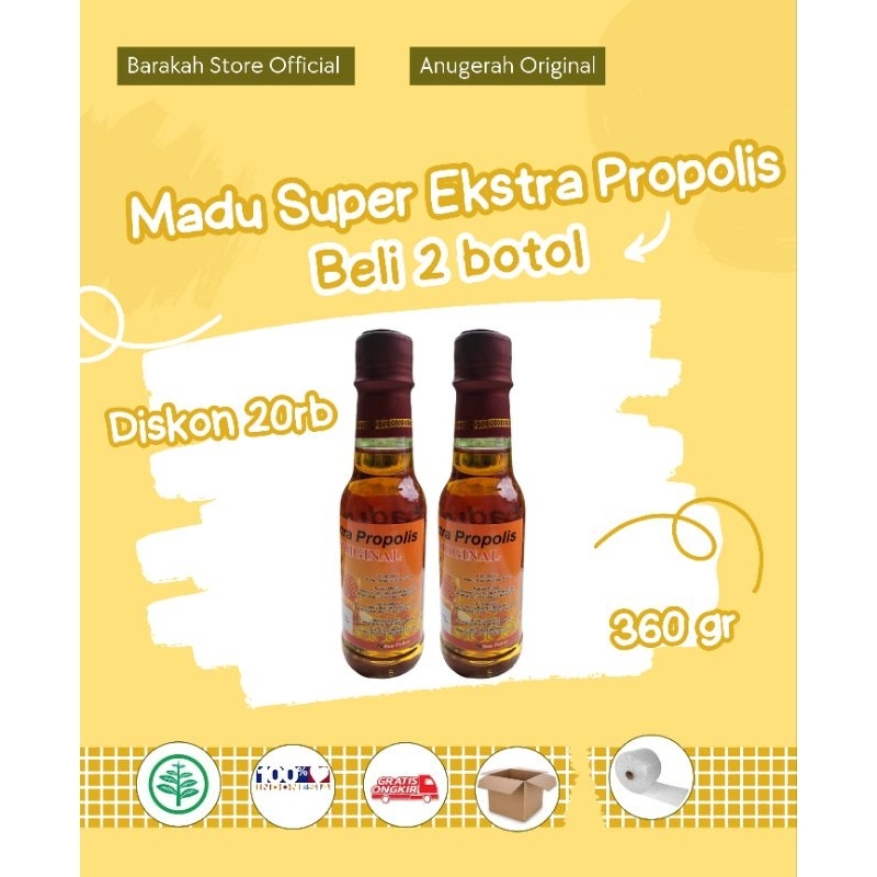 

Madu Super Ekstra Propolis 2 Botol, Anugrah Original