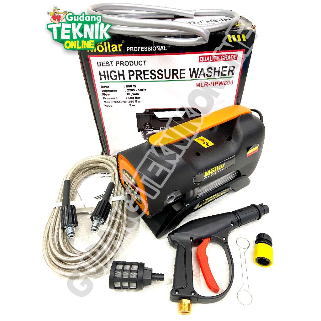Mesin Jet Cleaner MOLLAR MLR-HPW800 / Mesin Steam Stim Cuci Motor Mobil Listrik Pressure Washer MLR 