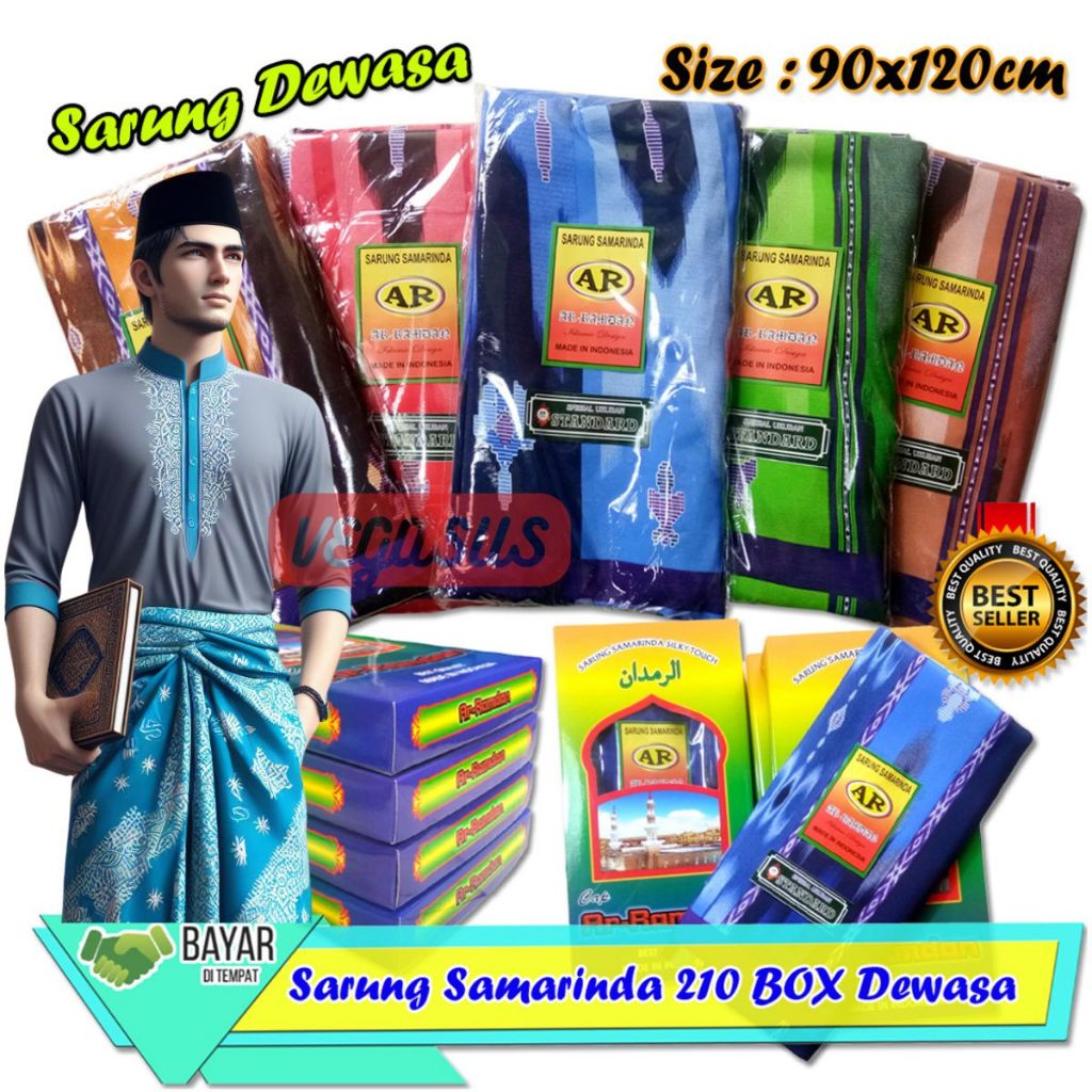 Sarung Samarinda Pria Dewasa-Kain Sarung Motif 210 Sutera Samarinda Dewasa 90x120cm AR-Ramdhan