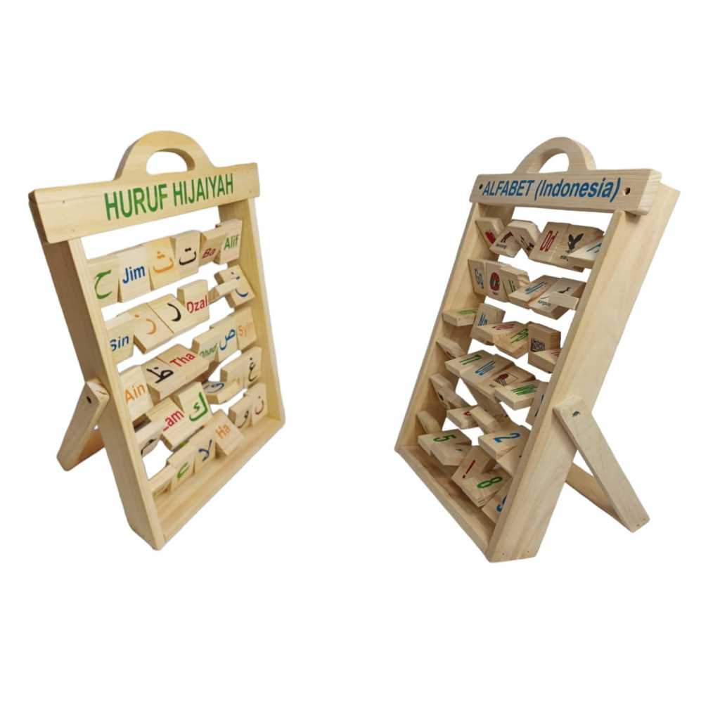 Mainan Kayu Edukatif Anak Papan Standing Hijaiyah Alfabet Berdiri Mainan Edukasi Anak Sempoa Hijaiya