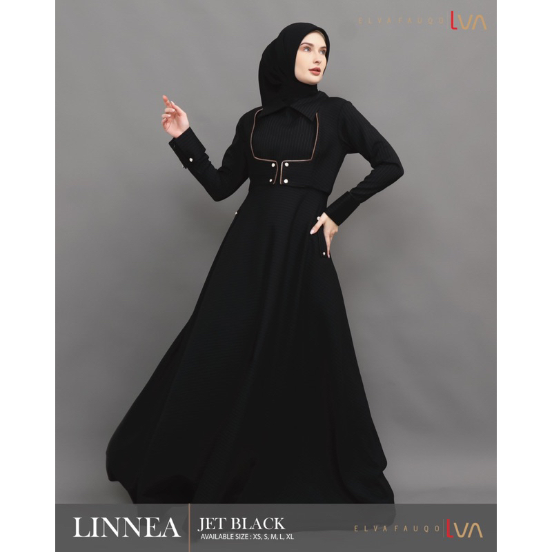 DRESS LVA DAILY LINNEA JET BLACK  DRESS DAILY POLOS ELEGANT MEWAH KEKINIAN EKSLUSIF ORIGINAL