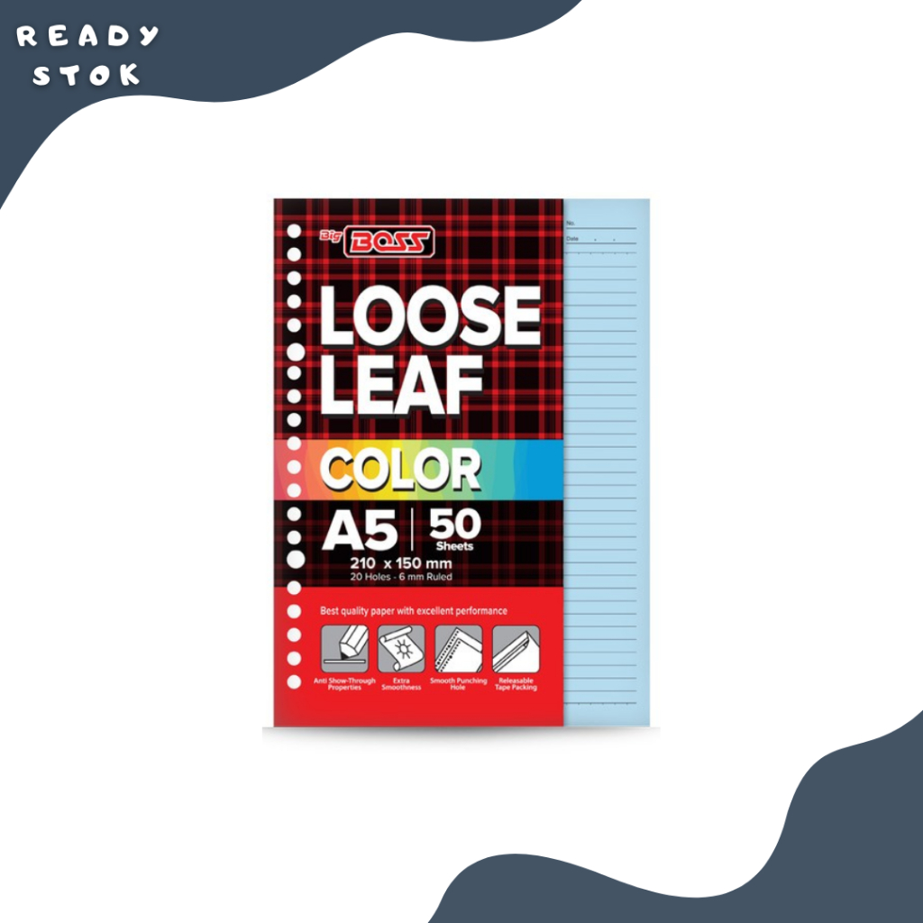 

LOOSE LEAF / REFILL BINDER A5 50 RAINBOW BIG BOSS (PACK)