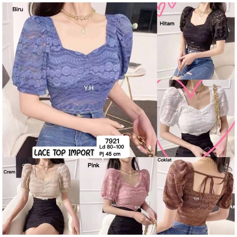atasan crop brukat import 7921 brukat import