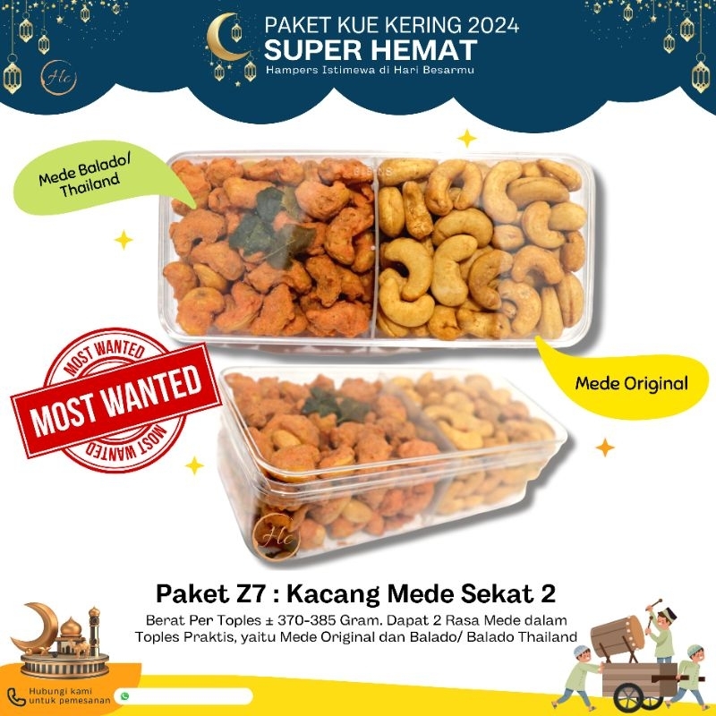 

paket Z7 kue lebaran homemade hampers lebaran kacang mede 2sekat dan sudah free bublewrap