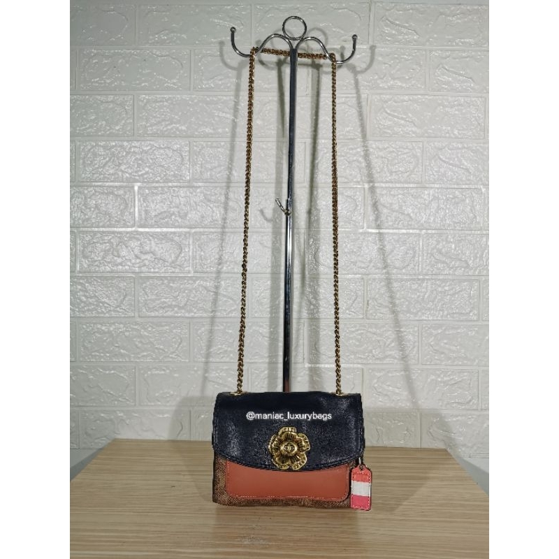 Convertible Shoulder COACH*Parker 18 Shoulder in Colorblock Signature Coated Canvas