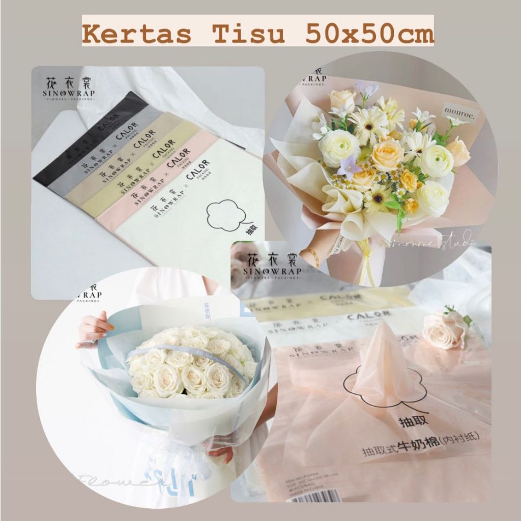 

(K 30) - (50x50cm) 40 LEMBAR Kertas Bunga Cotton / Kertas Tisu Non Woven Flower Wrapping Korean Style Kertas Buket Bunga