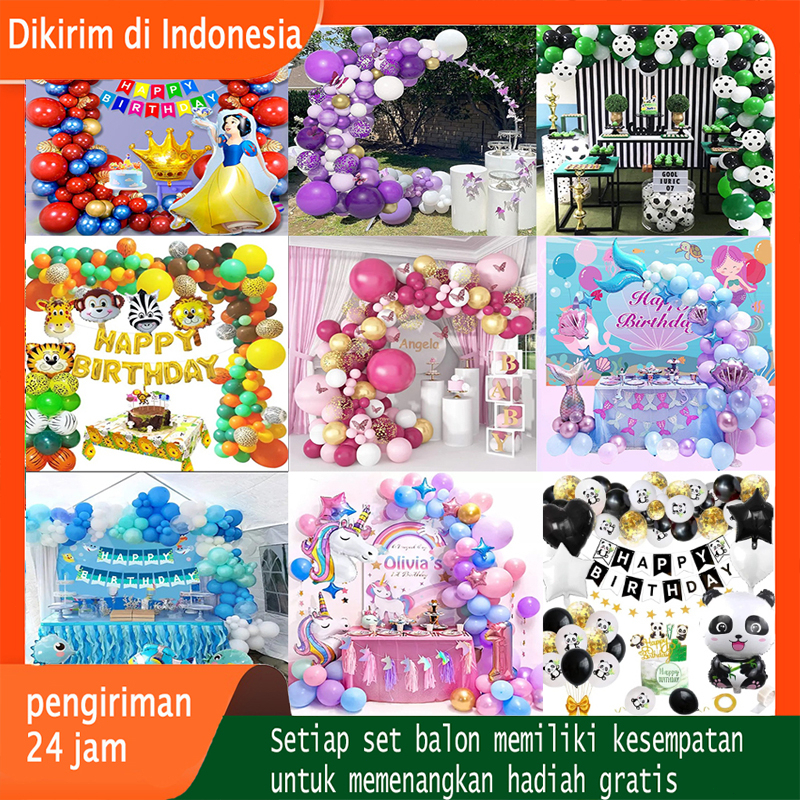 balon ulang tahun untuk anak-anak, balon ulang tahun tema, unicorn, putri duyung, binatang hutan, ba