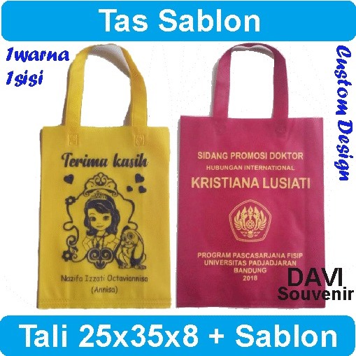 Goodie Bag Sablon Custom / Tas Spunbond Sablon (25x35x8)