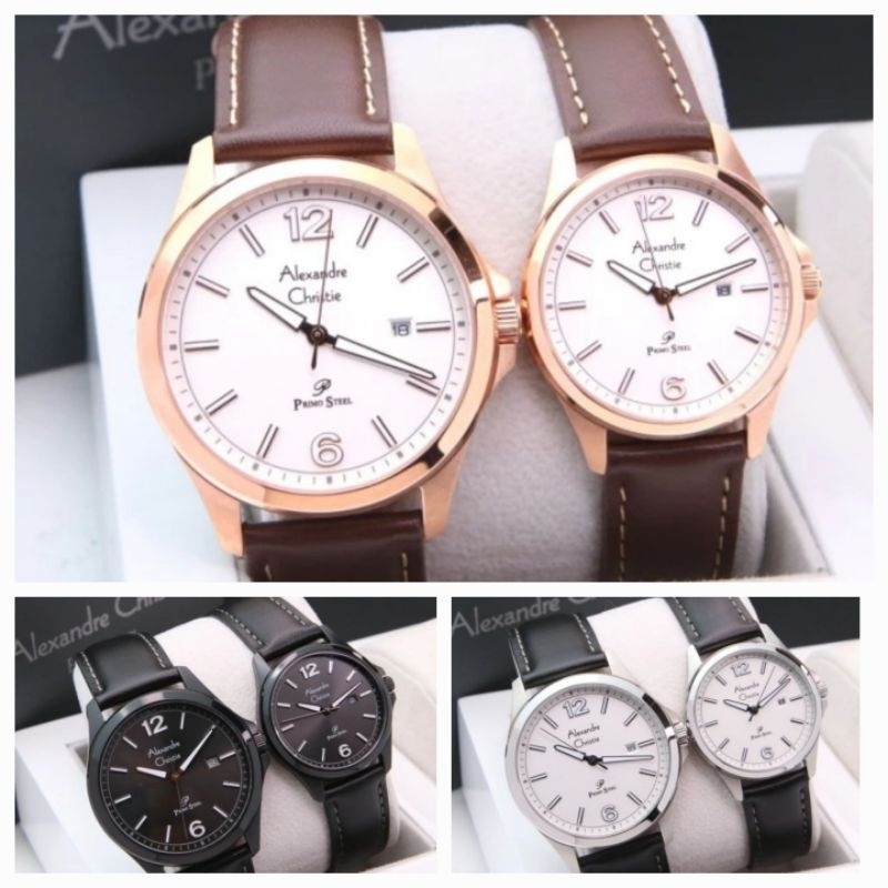 jam tangan couple alexander cristie ac1029 kulit original