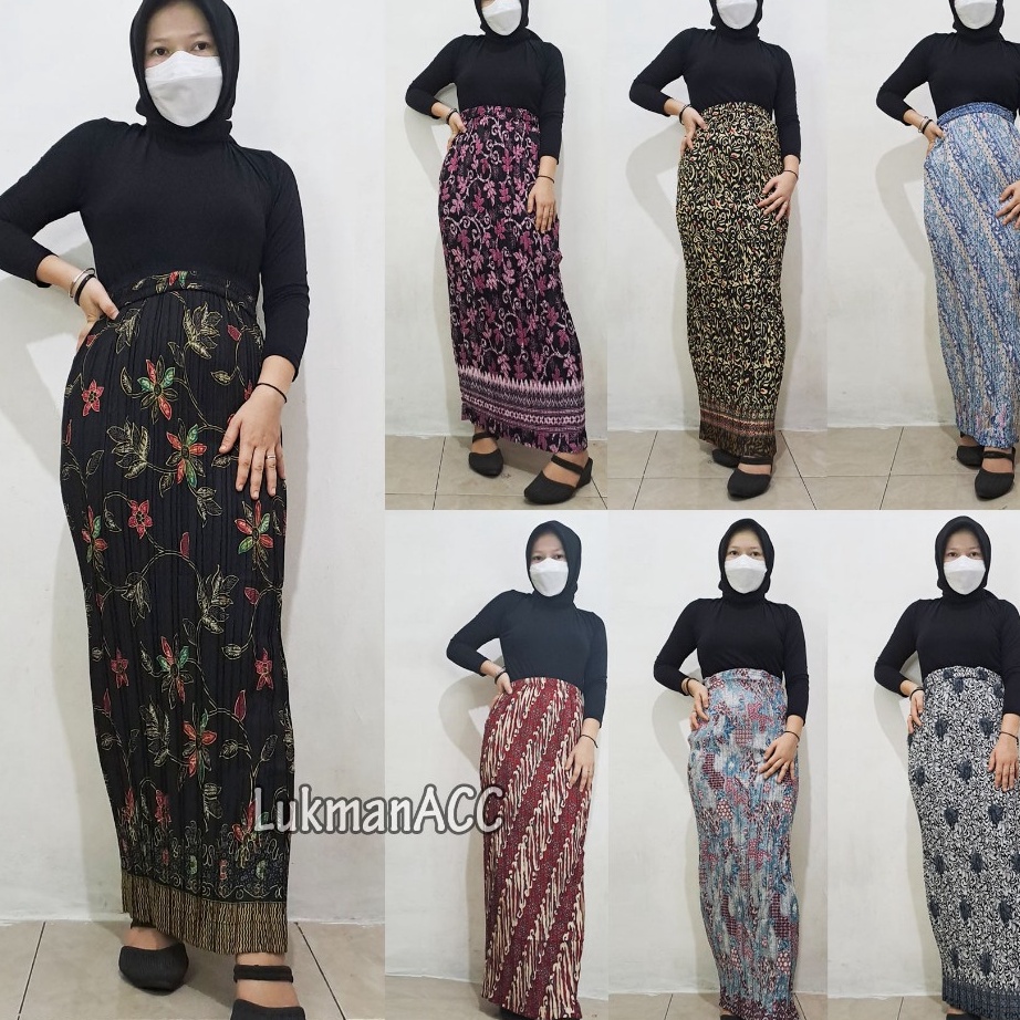 88 Real Pict Rok Plisket Wanita Jumbo  Bawahan Kebaya  Pakaian Pesata Wanita  Rok Kain Motif Batik  