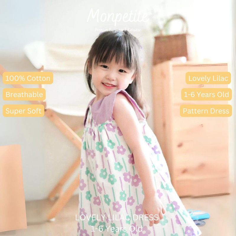 Monpetite Lovely Lilac Dress Anak Perempuan