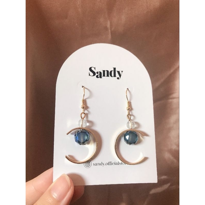 Anting Korea Permata Biru Bulan