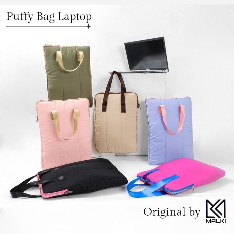 Puffy Bag Laptop handle Sleeve 12"-15"Inch | Tas Laptop Jinjing nylon hologram PVC Premium Anti Air 