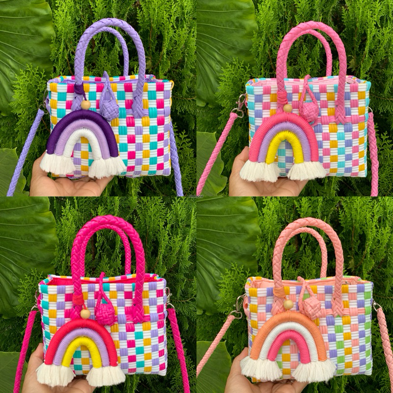 SUPER MINI RESLETING FURING Tas Selempang Wanita Tas Anyaman Plastik Sling Bag Tas HP