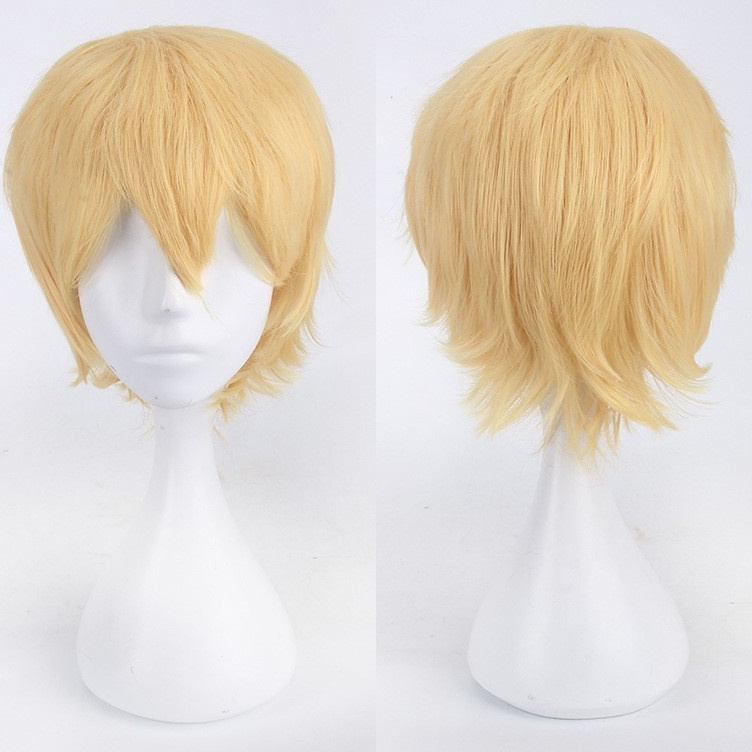 TERBARU K4912 prince gold blonde wig base cowok pendek cosplay rambut palsu