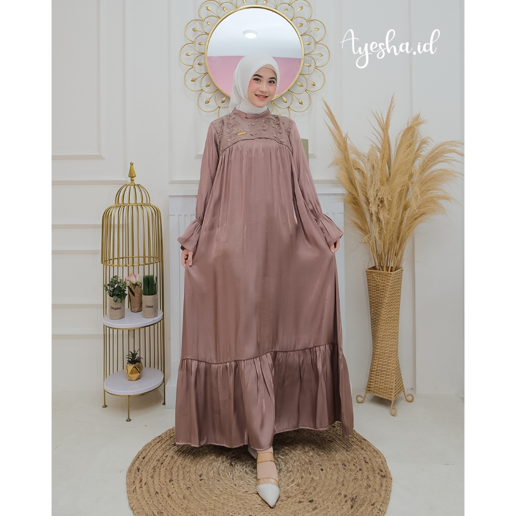 Ayesha - Dress Shimmer Gamis Wanita Dress Lebaran Gamis Terbaru 2024 Lebaran Import Gamis Lebaran 20