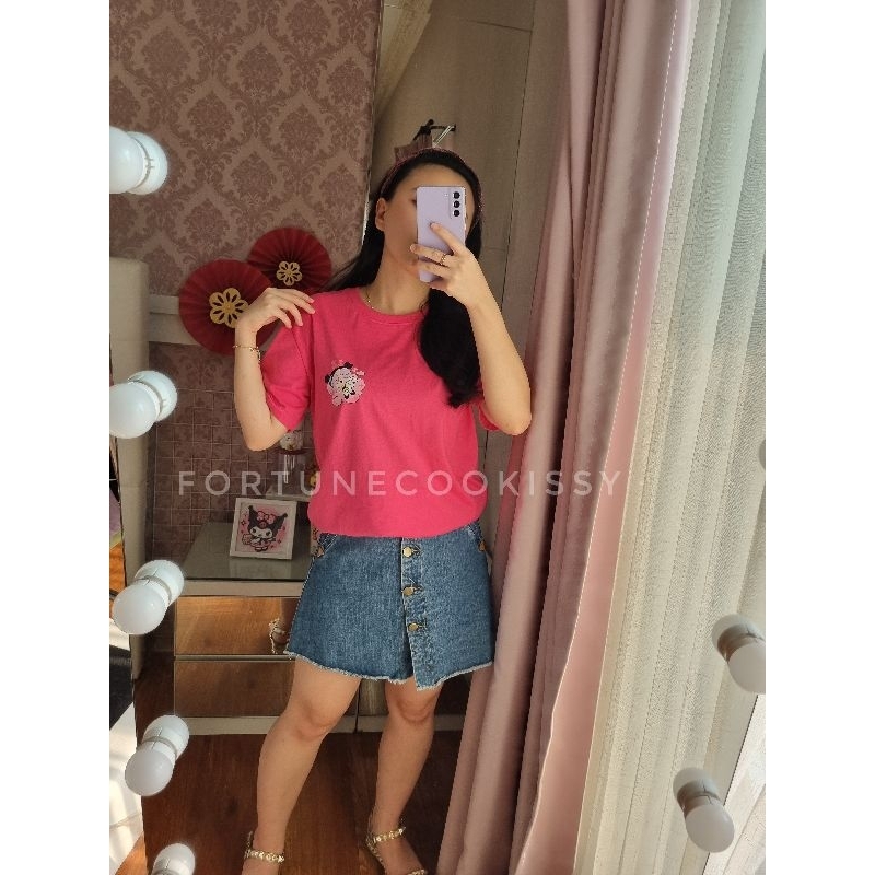 Fortune Baju Kaos / T-shirt Newjeans x Powerpuff girl Danielle Katun Combed 24s Oversized