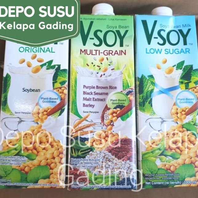 

MEGA SALE VSoy Multigrain Original Low Sugar 1 Liter Soya Vsoy MultiGrain Golden Grain Susu Kedelai