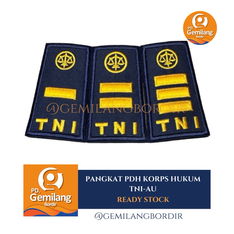 PANGKAT PDH KORPS HUKUM TNI-AU | pangkat PDH TNI | Pangkat PDH HUKUM Staff & Komando [sepasang]