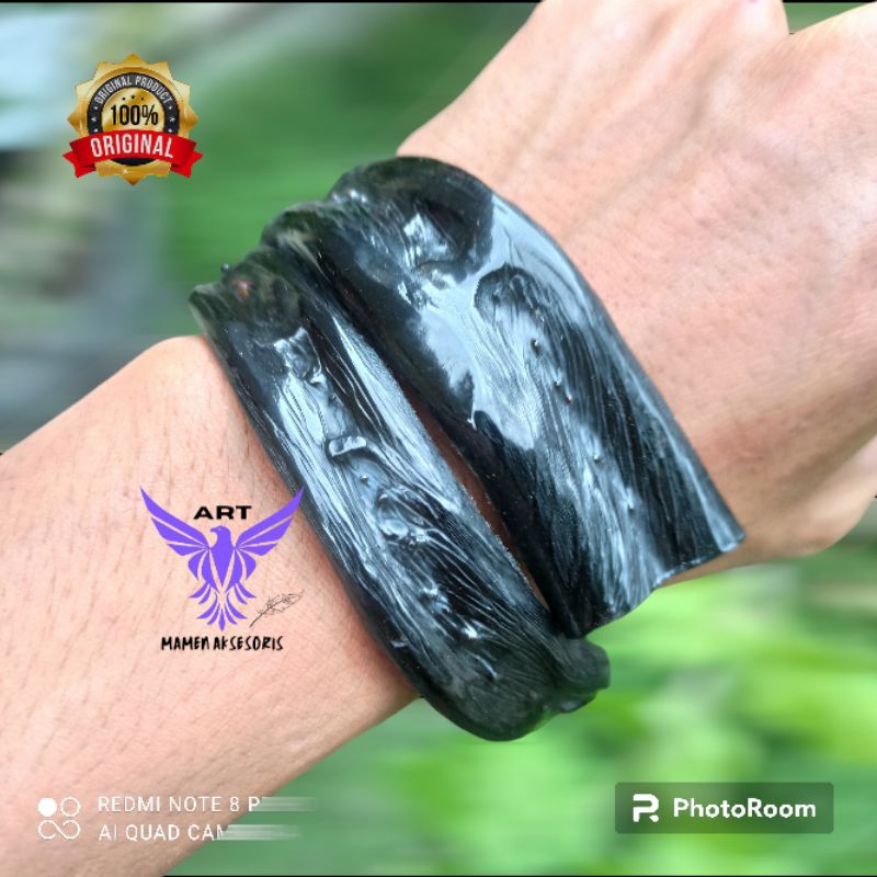 Gelang akar bahar merah Natural bodi hitam jumbo asli serat