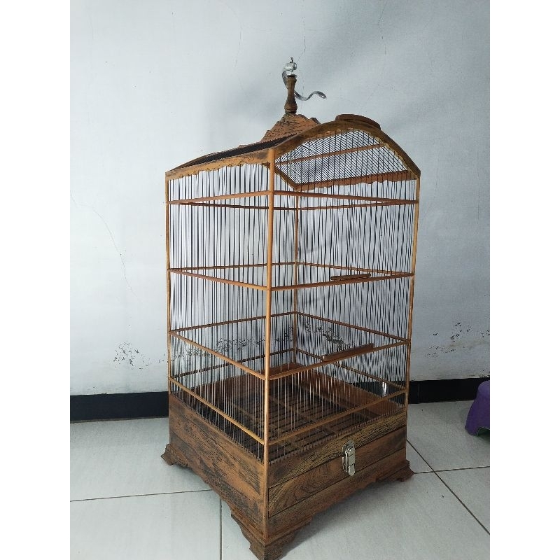 sangkar burung kosan 40x40 kayu jati motif rustic